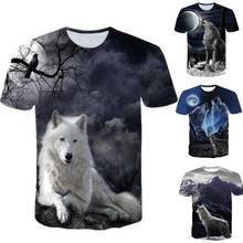 Camiseta masculina com estampa de lobo, verão 2021, casual, gola redonda, manga curta, 3d, top esportivo e camiseta de hip hop, streetwear 2024 - compre barato