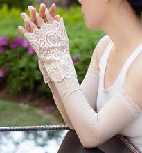 Womens summer long gloves sunscreen thin long anti-uv lace glove oversleeps sexy fingerless lace gloves arm sleeve  45cm R2981 2024 - buy cheap