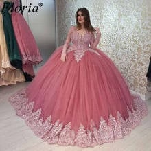 Plus Size Muslim Pink Wedding Dresses 2020 Ball Gown Princess Wedding Gowns Long Sleeves Lace Brides Dresses Vestido De Noiva 2024 - buy cheap
