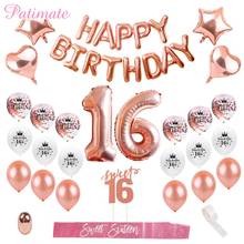 Patimate-Decoraciones de fiesta de feliz cumpleaños para niños y adultos, globos de 16 Decoraciones de fiesta 16 para fiesta de cumpleaños, favores para Festival 2024 - compra barato