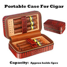 Portable Cigar case Crocodile grain Cedar Wood  Zipper design Cigar Box  Leather Travel Humidor with Humidifier 2024 - buy cheap