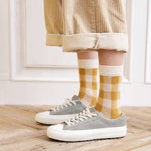 Calcetines de algodón a cuadros para mujer, medias largas Kawaii japonesas, regalos de Navidad, ropa de calle Vintage Harajuku, gran oferta 2024 - compra barato