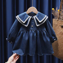 Cute Girl Dress Kids Baby Girls Denim Princess Dress Fashion Long Sleeve Toddler Infant Dresses Costume For Spring Autumn 2024 - buy cheap