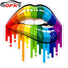 personality Auto Aufkleber Mund/Lippen Rainbow/Regenbogen Car Sticker Gay Pride LGBT Sunscreen waterproof PVC,13cm*13cm 2024 - buy cheap