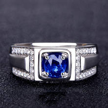 Cristal azul safira pedras preciosas zircon diamantes anéis para homem branco ouro prata cor jóias bague na moda acessórios presentes novo 2024 - compre barato