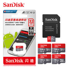 Sandisk class10 карты памяти 16GB Макс 98 МБ/с. 64 Гб микро sd карты 128 ГБ 256 карты microsd объемом до 32 GB A1 Мини TF карта с Бесплатная адаптер 2024 - купить недорого