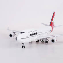 47CM aviation model 1/150 scale aircraft Boeing 747 B747 QANTAS airline model LED light can stand die cast resin aircraft model 2024 - buy cheap