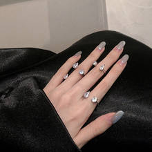 Открытые регулируемые циркониевые кольца для женщин, модное серебристое кольцо на палец, обручальные кольца для женщин, винтажные подарки с геометрическим дизайном 2024 - купить недорого