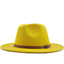 Chapéu tipo fedora, chapéu de lã para homens e mulheres, de couro, com aba larga, elegante, para outono, uso como jazz, igreja, panamá 2024 - compre barato