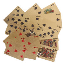 Juego de cartas de póker de oro de 24K, baraja impermeable, juego de póker de lámina dorada, Texas Hold'em, Blackjack, cartas mágicas de plástico 2024 - compra barato