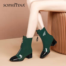 SOPHITINA Women Boots New Fashion Classics High Quality Handmade Ladies Ankle Boots Square Thick Heel Zipper Women Shoes SO697 2024 - buy cheap