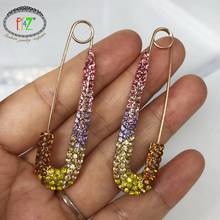 F.J4Z Brand Sparkling Rhinestone Earrings Fashion Punk Big Pin Piercing Earrings Hot T-Show Earrings Jewelry Dropship 2024 - buy cheap