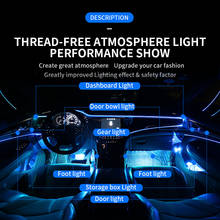 Holywoot carro luzes ambientais tira rgb neon interior decorativo lâmpada app controle bluetooth fio-livre pé luz 2024 - compre barato