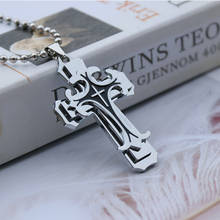 Titanium Steel Three Layer Cross Pendant Stainless Steel Men's Necklace Men's Religious Jesus Cross Necklace 2024 - buy cheap