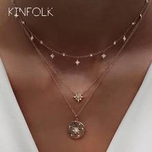 KINFOLK Gold Star Chains Necklace Pendant Necklaces For Women Bohemian Layered Chain Necklace Set Womens Jewelry 2020 2024 - buy cheap