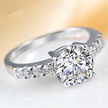 Anel de noivado 1ct 6.5mm, anel de diamante de moissanite de cor d, platina 950, anel de noivado para ela 2024 - compre barato
