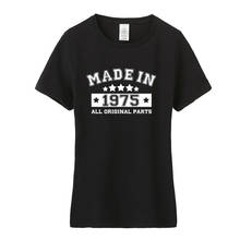 Camiseta de manga corta de algodón para mujer y niña, ropa de moda hecha en 1975, regalo de cumpleaños, Tops para mujer, JL-126 1975 2024 - compra barato