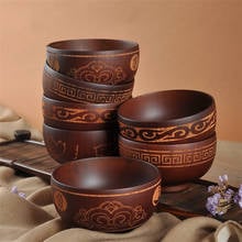 Style Wooden Bowl Mongolia Soup Salad Rice Noodle Bowls Ethnic Style Natural Wood Kids Original Wood Bowl Tableware Rice Bowl 2024 - buy cheap