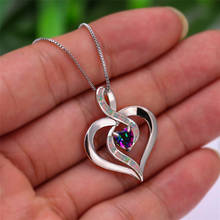Cute Female Big Infinity Heart Pendants Necklaces Silver Color Wedding Necklaces For Women Blue White Rainbow Opal Necklace 2024 - buy cheap