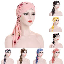 Women's Muslim Hijab Cancer Chemo Caps Flower Print Turban Cap Hair Loss Headscarf Elastic Cotton muslim Hijab Scarf  Headwear 2024 - buy cheap