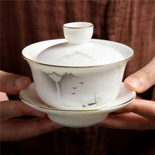 Tea Bowl 140ml Creative Ceramic Porcelain Tea Tureen Chinese Kung Fu Teaware Drinkware Master Cup Gaiwan Puer Cups Decor Crafts 2024 - buy cheap