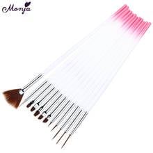 Monja 12 Pcs/Set Nail Art Gel Polish Painting Drawing Gradient Brush  Decoration Dotting stripes liner Pen Manicure Tool Set 2024 - buy cheap