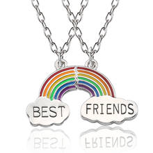 2Pcs Best Friend Necklaces Rainbow Stitching Pendant Necklace for Women Broken Heart Friendship Necklace BFF Jewelry Gift 2024 - buy cheap