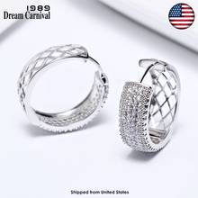 DreamCarnival 1989 Ship from United States Big Hoop Earrings for Women Rhodium Color White Cubic Zirconia Brinco Argola SE24114 2024 - buy cheap