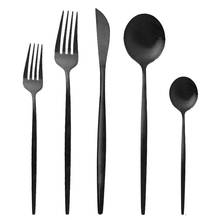 5Pcs Matte Black Dinnerware Set Stainless Steel Cutlery Set Fork Knife Tea Spoon Tableware Set Flatware Set Silverware Set 2024 - buy cheap