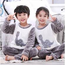 Winter Children Pajamas Sets Thicken Warm Flannel Sleepwear Girls Loungewear Coral Fleece Kids Pijamas Boy Long Top + Pants Suit 2024 - buy cheap