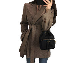 Jaqueta vintage de lã feminina, casaco curto e casual retrô de lã grosso v1153, novo, outono inverno, 2021 2024 - compre barato