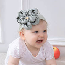 Headbands do bebê grande flor meninas náilon bandana macio infantil bonito cabeça envoltório grande turbante acessórios para o cabelo dos miúdos recém-nascidos foto adereços 2024 - compre barato