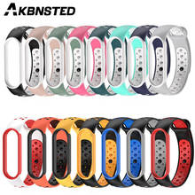 AKBNSTED Double Color Soft Silicone Watch Strap For Xiaomi Mi Band 6 Smart Watch Replacement Wristband For Xiaomi Mi Band 5 NFC 2024 - buy cheap