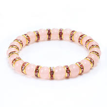 Natural Stone Pink Crystal Women Bracelets & Bangles Charm Elastic Rope Beaded Bracelet for Men High Quality Yoga Wrist Jewelry 2024 - buy cheap