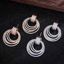 New Designer Luxury Twist Lines Geometry Cubic Zironium Engagement Dubai Naija Bridal Earrings Jewelry Addiction E10048 2024 - buy cheap