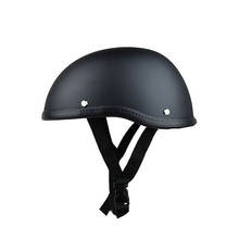 Capacete de caveira para motocicleta, metade do rosto, retrô, estilo alemão, chopper cruiser, esteira preta 2024 - compre barato