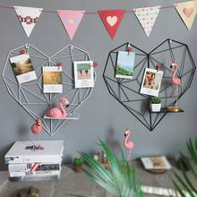 Heart Shape Mesh Frame Picture Rack Photos Holder Shelf Wall Hanging DIY Decor Used to organize some photos pictures postcards 2024 - buy cheap
