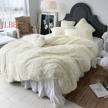 Conjunto de cama de flanela de pelo longo, conjunto branco com 4 partes (capa de edredom + lençol liso + 2 fronhas) de flanela e veludo quente para inverno 2024 - compre barato