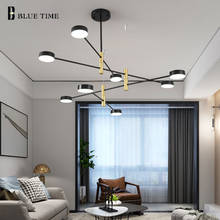 Candelabro LED minimalista para sala de estar, lámpara colgante de techo para comedor, salón, color dorado y negro, iluminación interior para el hogar 2024 - compra barato
