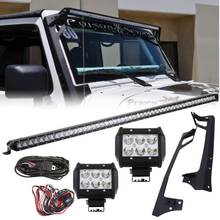 3D 52" Single Row Combo Straight LED Light Bar Offroad Fog Lamp Holder Roof Mount Bracket For Jeep Wrangler JK 07-17 2/4 Door 2024 - buy cheap