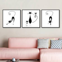 Cartoon Animals Canvas Painting Nursery Baby Room Decor Black Cat Posters and Prints Modern Home Decoration Wall Art Pictures 2024 - buy cheap