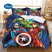 Disney-juego de cama de Los Vengadores de Marvel, ropa de cama 3D, edredón tamaño King, Queen, iron Man, con dibujos animados 2024 - compra barato