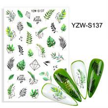 Adesivos 3d para unhas decorativos, decorações de arte em unhas com textura verde, folha de grama, padrão tendência, acessórios de folha 2024 - compre barato