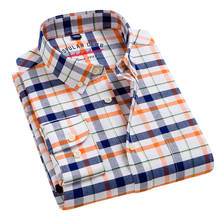 Aoliwen/брендовая мужская модная рубашка из 100% хлопка с одним накладным карманом, цветная клетчатая приталенная Повседневная рубашка в клетку с длинными рукавами 2024 - купить недорого
