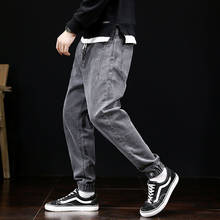 Calça masculina folgada, calça jeans da moda para homens, estilo vintage, com muitos bolsos, para corrida, hip-hop 2024 - compre barato