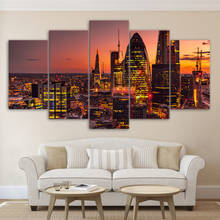 Poster Modular Pictures Wall Art Canvas 5 Panel London Lights City Building HD Print Painting Frame Fashion For Living Room Deco 2024 - buy cheap