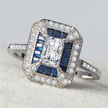 Anéis de cristal de dois tons femininos, europeus e americanos, joias femininas, presentes, promessas, casamentos 2024 - compre barato