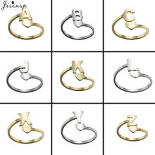 Jisensp новейшее стильное модное кольцо из нержавеющей стали для женщин минимализм A-Z регулируемое Открытое кольцо с надписью ювелирное изделие femelle Bague 2024 - купить недорого