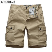 Мужские повседневные хлопковые шорты-карго BOKADIAO, летние модные свободные Бермуды, пляжные шорты, мужские армейские тактические шорты в стиле милитари 2024 - купить недорого