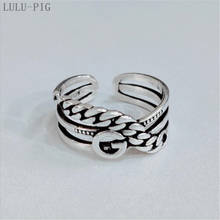 LULU-PIG  Hot New Retro Geometry Letter Ring Female Opening Simple Fashion Thai Silver Multi-Layer Chain   KJZ-0470 2024 - buy cheap